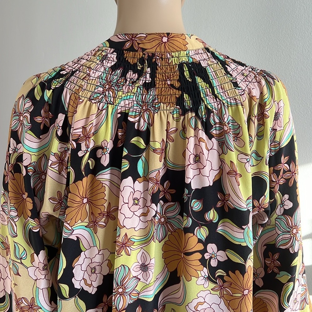 Johnny Was Love Diana Silk Floral Long Sleeve Blouse Boho Chic Size S - Picture 13 of 16